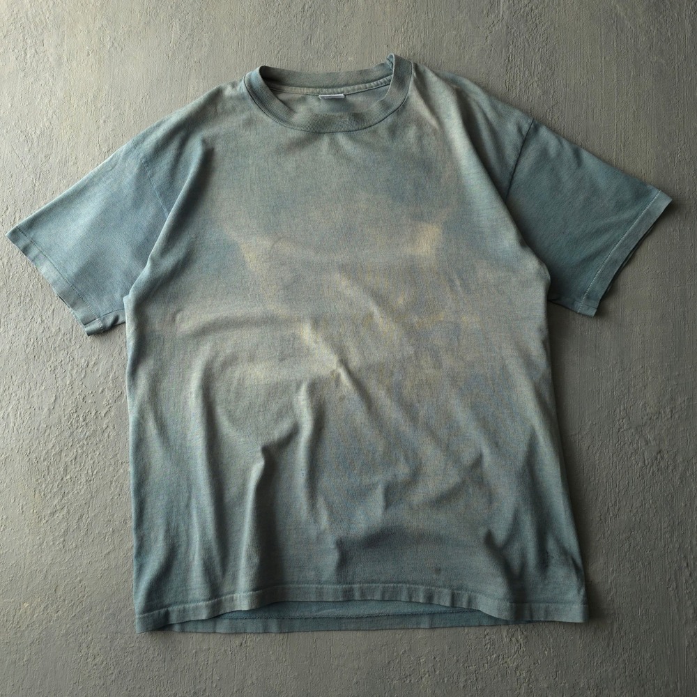 Vintage 90s Anvil Blue T-shirt XL Hand-Dyed Single Stitch Made in USA Faded